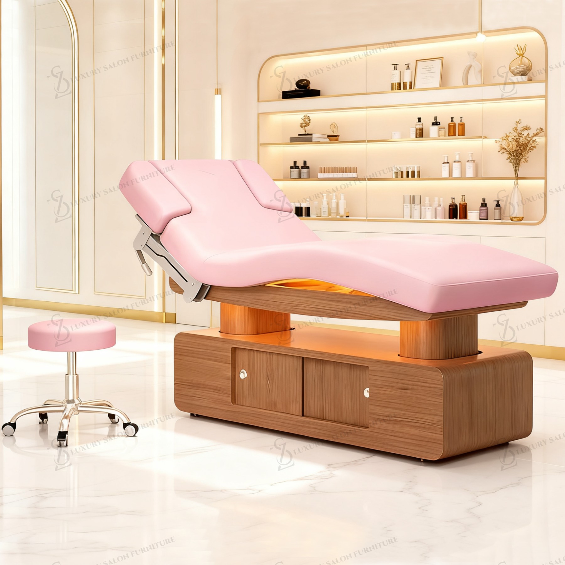Spa Wellness Luxury - Lit de beauté rose de luxe